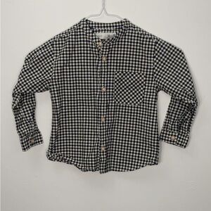 Zara Black and White Gingham Button Down Shirt